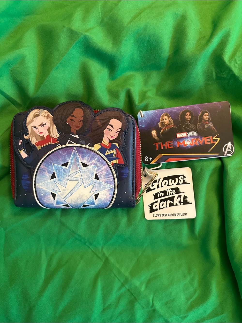 Loungefly Marvel The Marvels Girls Glow-in-the-Dark Navy Blue Purple Wallet